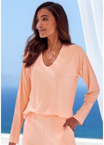 s.Oliver Pyjamaoberteil mehrfarbig Gr. 32/34 für Damen. Mit V-Ausschnitt. Loose Fit. Nachhaltig.