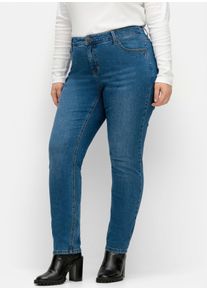 sheego Große Größen 5-Pocket-Jeans in schmaler Form, blue denim, Größe 116 - Damen