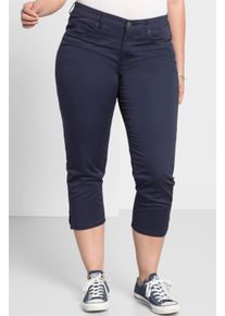 sheego Große Größen 7/8-Hose in schmaler Form, aus Twill, marine, Größe 48 - Damen