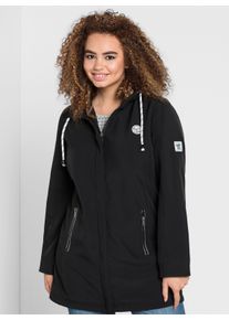 sheego Große Größen Softshelljacke mit Kapuze, schwarz, Größe 40 - Damen