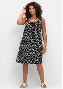 sheego Große Größen Strandkleid mit Grafikprint, schwarz bedruckt, Größe 42 - Damen