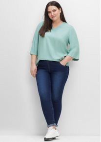 sheego Große Größen Jeggings mit breitem Gummibund, dark blue denim, Größe 40 - Damen