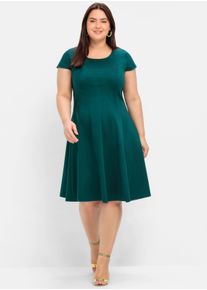 sheego Große Größen Cocktailkleid in Bahnenform, tiefgrün, Größe 42 - Damen