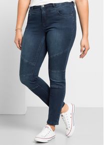sheego Große Größen Skinny Jeans im Biker-Look, dark blue denim, Größe 46 - Damen
