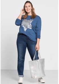 sheego Große Größen Gerade Jeans mit Used-Effekten, blue denim, Größe 48 - Damen
