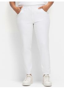 sheego Große Größen Jeggings mit breitem Gummibund, white denim, Größe 52 - Damen