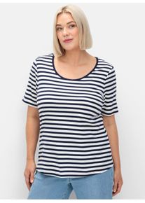 sheego Große Größen Streifenshirt mit Rundhalsausschnitt, marine-weiß, Größe 44/46 - Damen