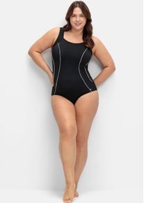 sheego Große Größen Badeanzug mit Shaping-Effekt, schwarz-weiß, Größe 46F - Damen