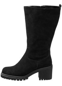 sheego Gro&szlig;e Gr&ouml;&szlig;en Weitschaftstiefel aus Veloursleder, schwarz, Gr&ouml;&szlig;e 39 - Damen