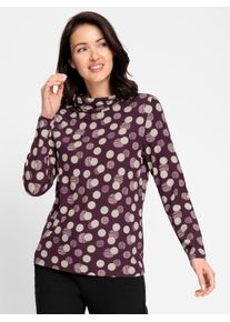 Lady Damen Rollkragenshirt "Shirt"burgund, champagner, bedruckt, Gr. 38, gemustert, mehrfarbig, gepunktet, bedruckt, 95% Viskose, 5% Elasthan, Shirts