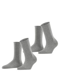 Esprit Damen Socken "Basic Pure", Gr. 39light graumeliert, Baumwollmischung, unifarben, Socken, Rollbündchen, Feinstrick, meliert