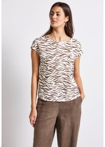Street One Damen Print-Shirtnomad braun, casual, Gr. 38, bedruckt, Stoff, 95% Viskose, 5% Elasthan, Shirts, aus elastischem Materialmix