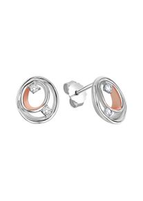 Vivance Damen Paar Ohrstecker "925/- Sterling Silber rhodiniert und rosé vergoldet Zirkonia", ONE-SIZE, Silber 925 (Sterlingsilber), bunt, Silber 925