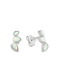 Vivance Damen Paar Ohrstecker "925/- Sterling Silber rhodiniert synth. Opal", ONE-SIZE, Silber 925 (Sterlingsilber), weiß, Silber 925