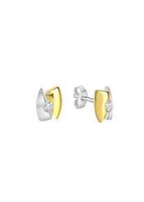 Vivance Damen Paar Ohrstecker "925/- Sterling Silber rhodiniert teils vergoldet Zirkonia", ONE-SIZE, Silber 925 (Sterlingsilber), bunt, Silber 925