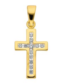 Adelia´s ADELIA ́S Damen Ketten-Anhänger "375 Gold Kreuz Anhänger", mit Zirkonia, Gold, gold, Gold, Schmuckanhänger, mit Zirkonia Goldschmuck für Damen &