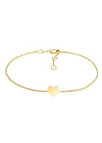 Elli Premium Damen Armband "Valentinstag Herz Anhänger Liebe 375er Gelbgold", 16cm, ohne Stein, Gelbgold 375, gold, Gelbgold 375, Armbänder