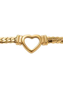 Firetti Damen Kette mit Anhänger "Schmuck Geschenk Edelstahl Halsschmuck Halskette Panzerkette Herz", Edelstahl, L: 45cm B: 5mm, gold, Edelstahl,