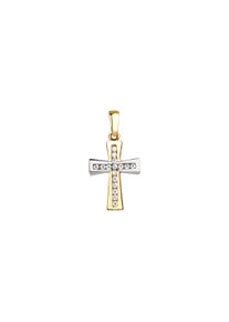 Vivance Damen Ketten-Anhänger "375/- Gelbgold bicolor Kreuz Zirkonia", ONE-SIZE, Gold, 0,8 g, bunt, Gold, Schmuckanhänger