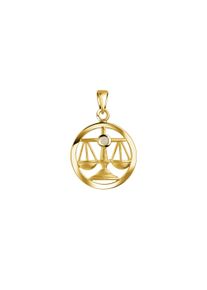 Vivance Damen Ketten-Anhänger "925/- Sterling Silber vergoldet Waage Monatsstein", ONE-SIZE, Silber 925 (Sterlingsilber), 1,1 g, gelb, Silber 925