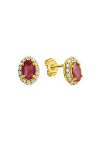 Vivance Damen Paar Ohrstecker "333/- Gelbgold glanz Rubin Zirkonia", ONE-SIZE, Gold, gelb, Gold, Ohrringe