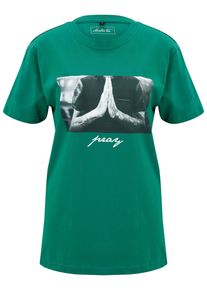 MisterTee Herren Kurzarmshirt "MisterTee Damen Ladies Pray Tee", grün, casual, Gr. XXL, unifarben, 100% Baumwolle, Shirts