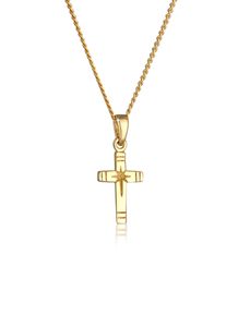 Elli Premium Damen Kette mit Anhänger "Kreuz Anhänger 585 Gelbgold", 45, ohne Stein, Gelbgold 585, L: 45cm, gold, Gelbgold 585, Halsketten