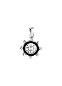 Vivance Damen Ketten-Anhänger "925/- Sterling Silber rhodiniert Steuerrad Lack schwarz", ONE-SIZE, Silber 925 (Sterlingsilber), 0,9 g, weiß, Silber