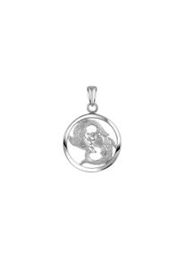 Vivance Damen Ketten-Anhänger "925/- Sterling Silber rhodiniert Sternzeichen Fische Monatsstein", ONE-SIZE, Silber 925 (Sterlingsilber), 1,2 g, weiß,