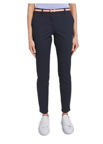 Tom Tailor Damen Chinohose, blau, casual, Gr. 46, unifarben, Obermaterial: 97% Baumwolle, 3% Elasthan. Futter: 100% Baumwolle, Hosen, mit Gürtel