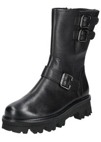 Paul Green Damen Bikerboots "Paul Green Stiefelette Glattleder", Gr. 38,5, schwarz, Glattleder, casual, Schuhe