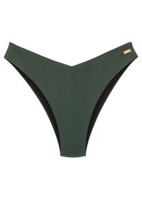Damen Bikini-Hose "Nela", grün, Gr. 36, Copenhagen Studios, unifarben, strukturiert, Rippware, Recycling-Polyamid, Badehosen, in V-förmiger