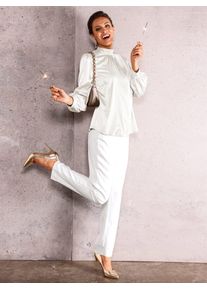 Inspirationen Damen Satinbluse, beige, Gr. 40, unifarben, 97% Polyester, 3% Elasthan, Blusen