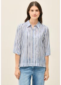 Cecil Damen Hemdbluseurban navy blau, casual, Gr. XS, gestreift, Stoff, Web, 67% Viskose, 33% Baumwolle, Blusen, im soften Baumwoll-Mix