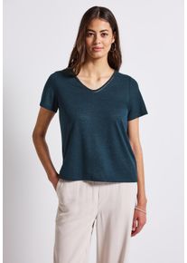 Street One Damen T-Shirt, blau, casual, Gr. 40, unifarben, Stoff, 80% Polyester, 20% Viskose, Shirts, aus elastischem Materialmix