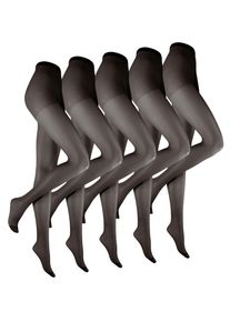 Esda Damen Feinstrumpfhose "Strumpfhose 5er Pack", Gr. 48, schwarz, 100% Polyamid, Strumpfhosen