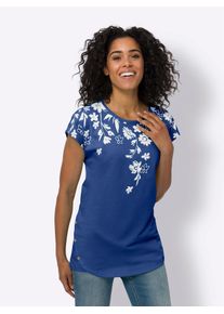 Damen Longshirt "Longshirt", blau, Gr. 40, geblümt, gemustert, mehrfarbig, 100% Baumwolle, Shirts