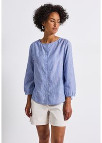 Street One Damen Shirtbluse, blau, casual, Gr. 36, gestreift, Web, 97% Baumwolle, 3% metallisierte Fasern, Blusen, mit Knopfleiste