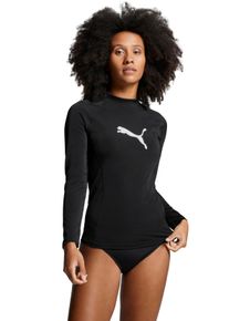 Puma Damen Bade-Shirt "Puma SWIM WOMEN LONG SLEEVE RASH GUARD", schwarz, sportlich, Gr. L, unifarben, Obermaterial: 80% Polyester, 20% Elasthan,