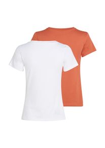 Damen Rundhalsshirt "2-PACK MONOLOGO SLIM TEE", braun, casual, Gr. L, Calvin Klein Jeans, unifarben, Single Jersey, Obermaterial: 100% Baumwolle,