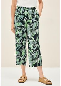 Cecil Damen Culotteink grün, casual, Gr. M, bedruckt, Stoff, 100% Viskose, Hosen, High Waist