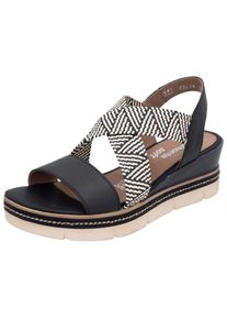 Remonte Damen Keilsandalette "Remonte Sandalen Leder", Gr. 37, schwarz, Leder, casual, Schuhe
