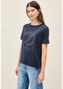 Cecil Damen T-Shirturban navy blau, casual, Gr. XXL, unifarben, Web, Stoff, 50% Baumwolle, 50% Polyester, Shirts, im soften Baumwoll-Mix