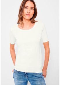Cecil Damen T-Shirt "Style LENA", weiß, casual, Gr. M, unifarben, Jersey, Obermaterial: 100% Baumwolle, Shirts, mit Rundhalsausschnitt