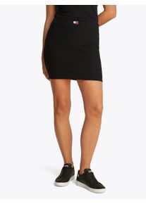 Tommy Jeans Damen Jerseyrock "TJW RIB BADGE BODYCON SKIRT", schwarz, casual, Gr. XL, unifarben, Rippware, Obermaterial: 96% Baumwolle, 4% Elasthan,