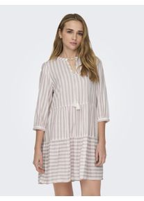 Only Damen Tunikakleid "ONLKAYA 3/4 PUFF SHORT DRESS WVN NOOS", rosa, modisch, Gr. XS, gestreift, Jersey, Obermaterial: 100% Viskose, Kleider, mit