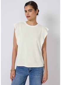 Damen Trägertop, weiß, casual, Gr. 46, STREET ONE STUDIO, unifarben, Stoff, 80% Polyester, 20% Viskose, Tops, Rundhalsausschnitt