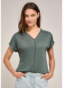 Cecil Damen T-Shirtbalmy khaki, casual, Gr. XXL, unifarben, Stoff, 55% Polyester, 45% Viskose, Shirts, 2in1 Optik
