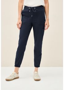 Cecil Damen Jogger Pantsurban navy blau, casual, Gr. M, gestreift, Web, 71% Baumwolle, 25% Polyamid, 4% Elasthan, Hosen, Middle Waist