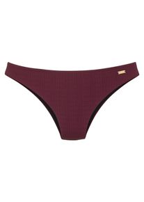 Damen Bikini-Hose "Nela", rot, Gr. 42, Copenhagen Studios, unifarben, strukturiert, Rippware, Recycling-Polyamid, Badehosen, in knapper Schnittform
